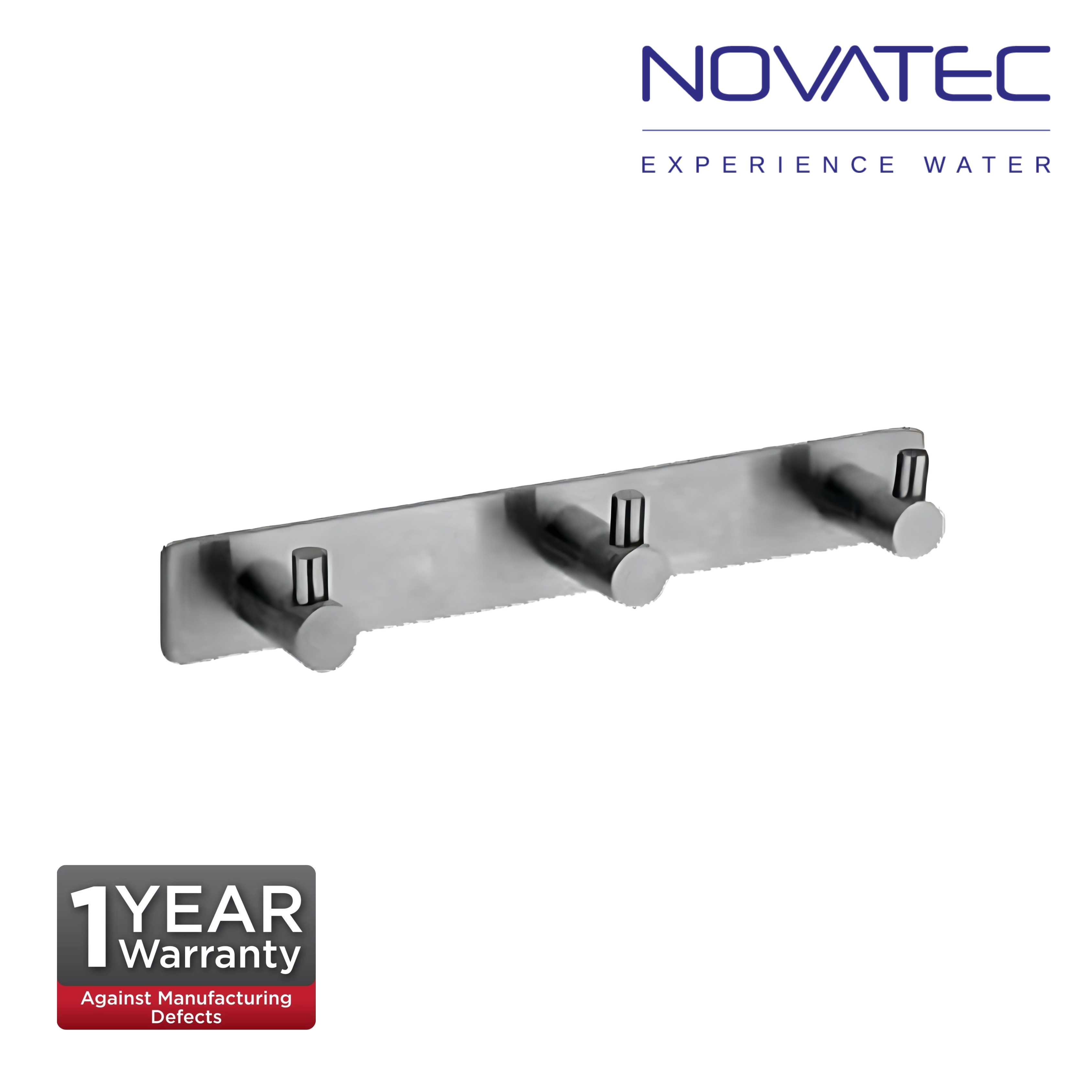 Novatec Stainless Steel Robe Hook with 3 Single Hook