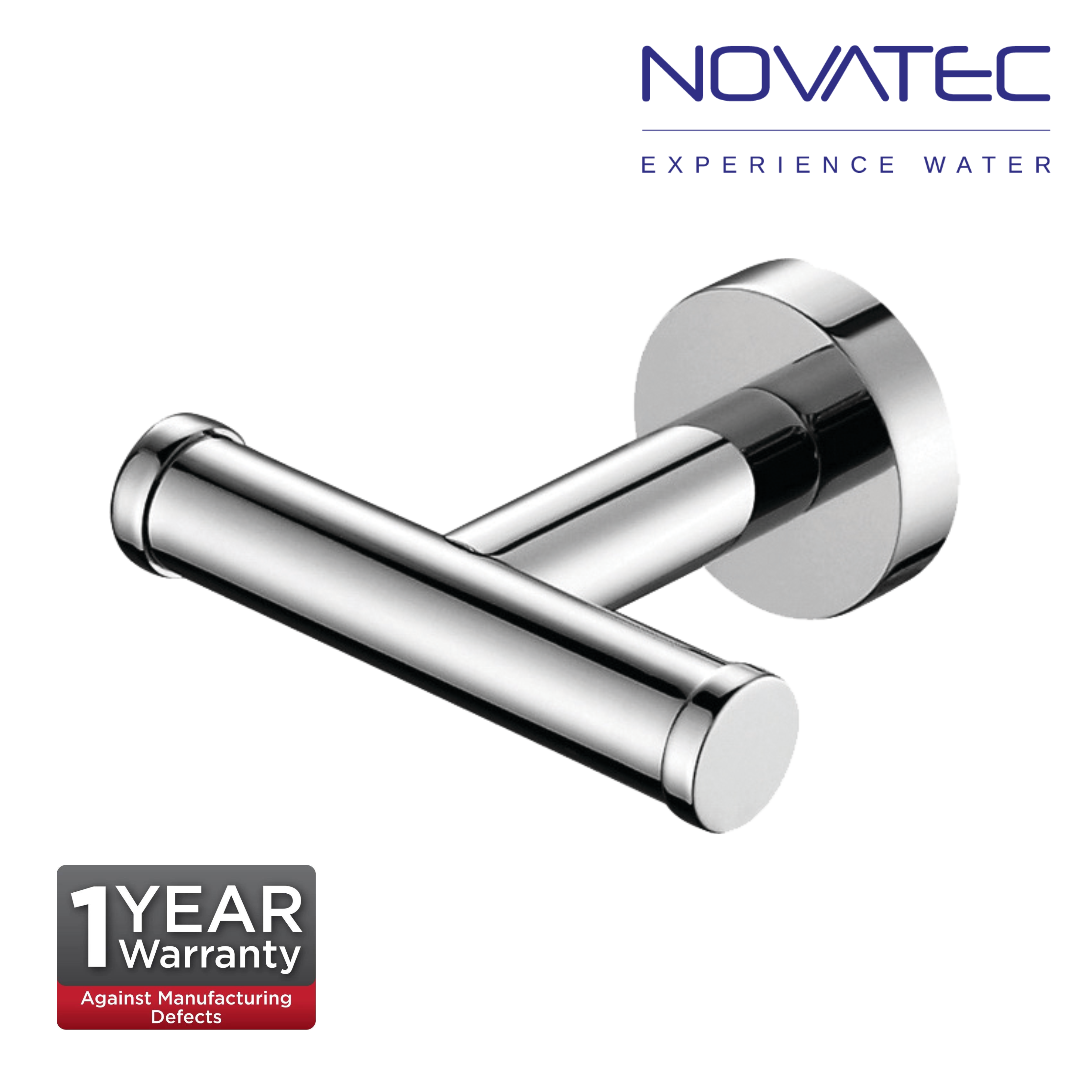 Novatec Ceres Chrome Plated Double Robe Hook (NVB3310)