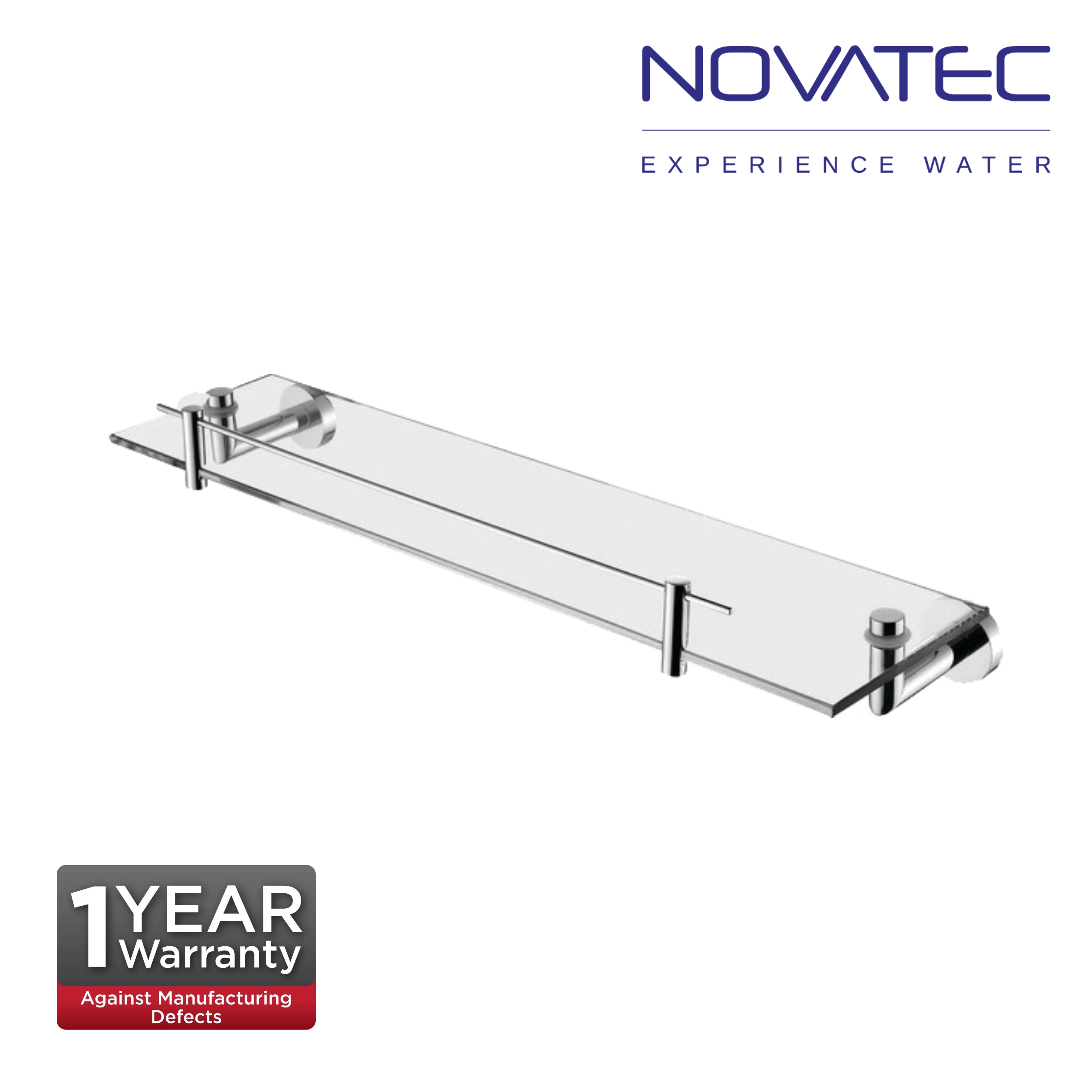 Novatec Ceres Chrome Plated Glass Shelf (NVB3312)