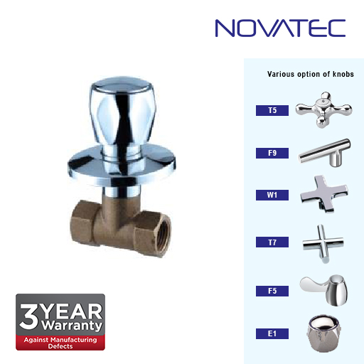 Novatec 3/4 Inch Concealed Full Turn Stopcock T5-1117B-FT
