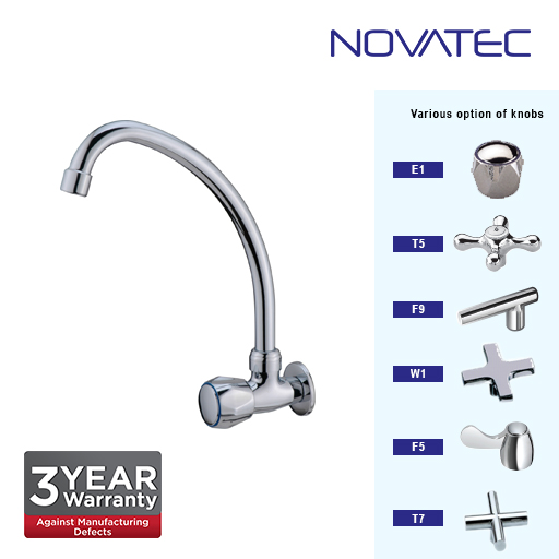 Novatec Kitchen Chrome Plated Wall Sink Tap F5-1151