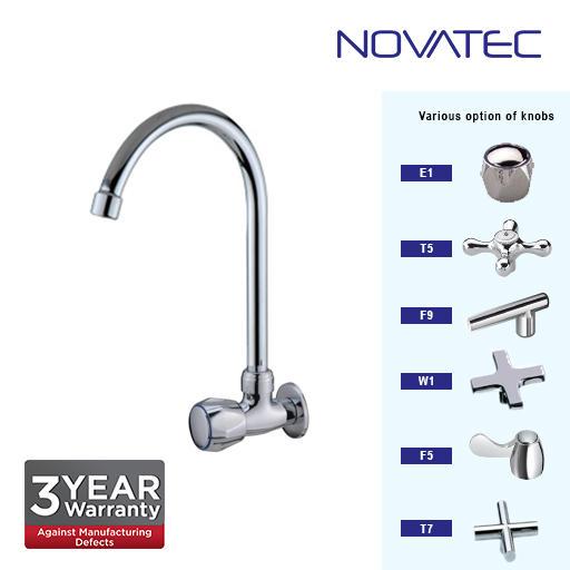 Novatec Kitchen Chrome Plated Wall Sink Tap W1-1151H