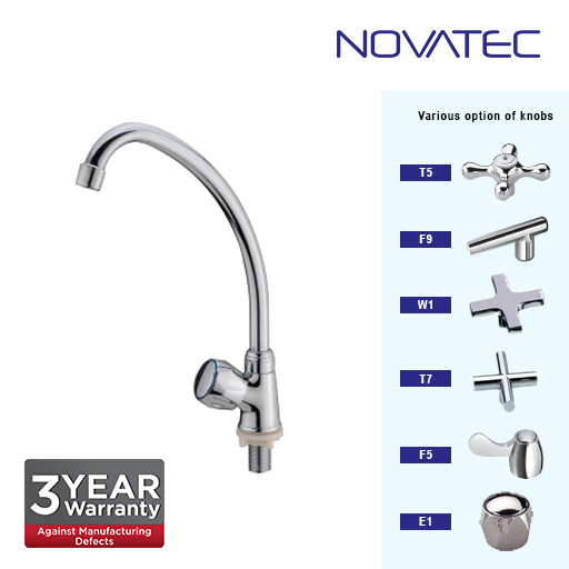Novatec Kitchen Chrome Plated Pillar Sink Tap F9-1171