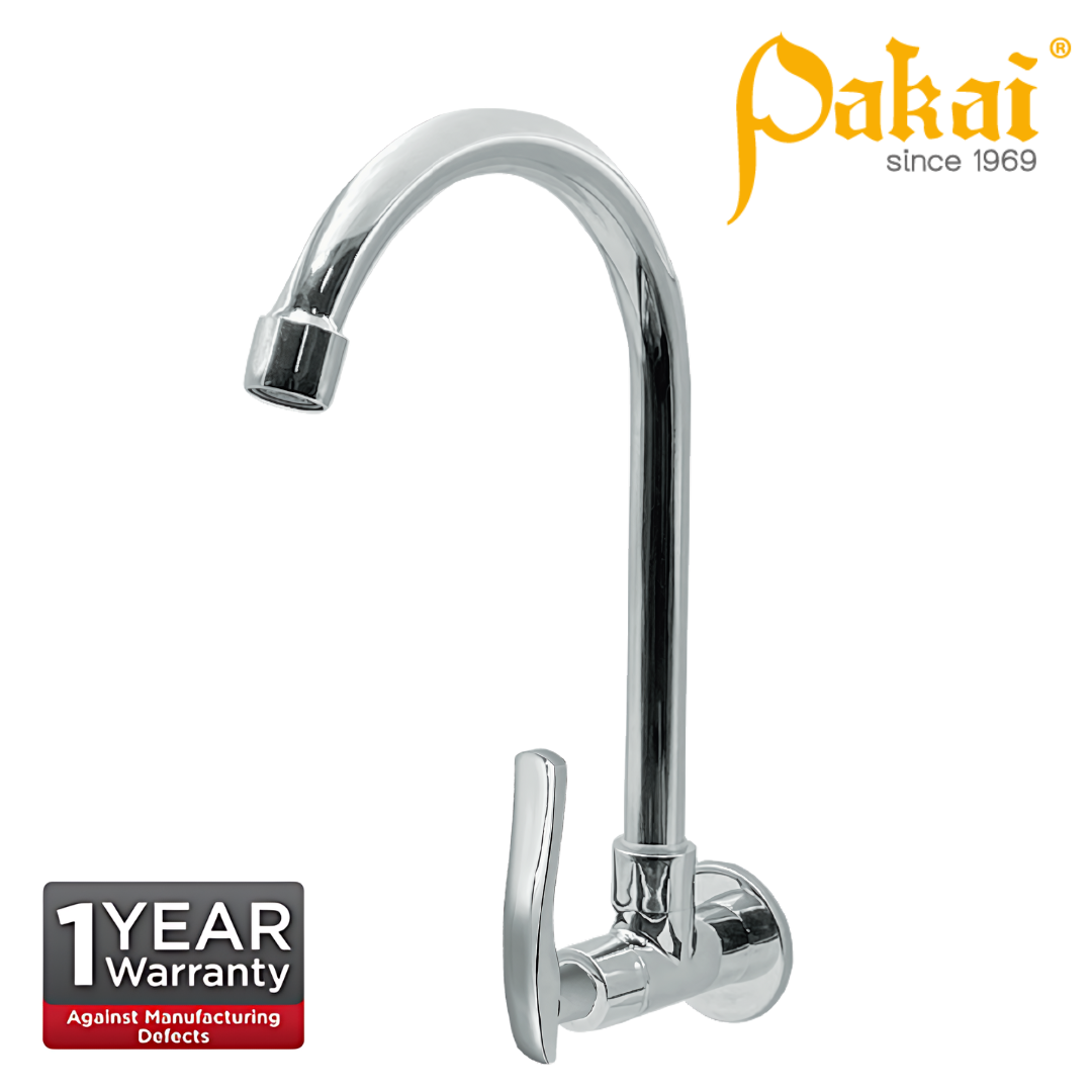 Pakai EKON Chrome Plated Wall Sink Tap With Swivel Spout