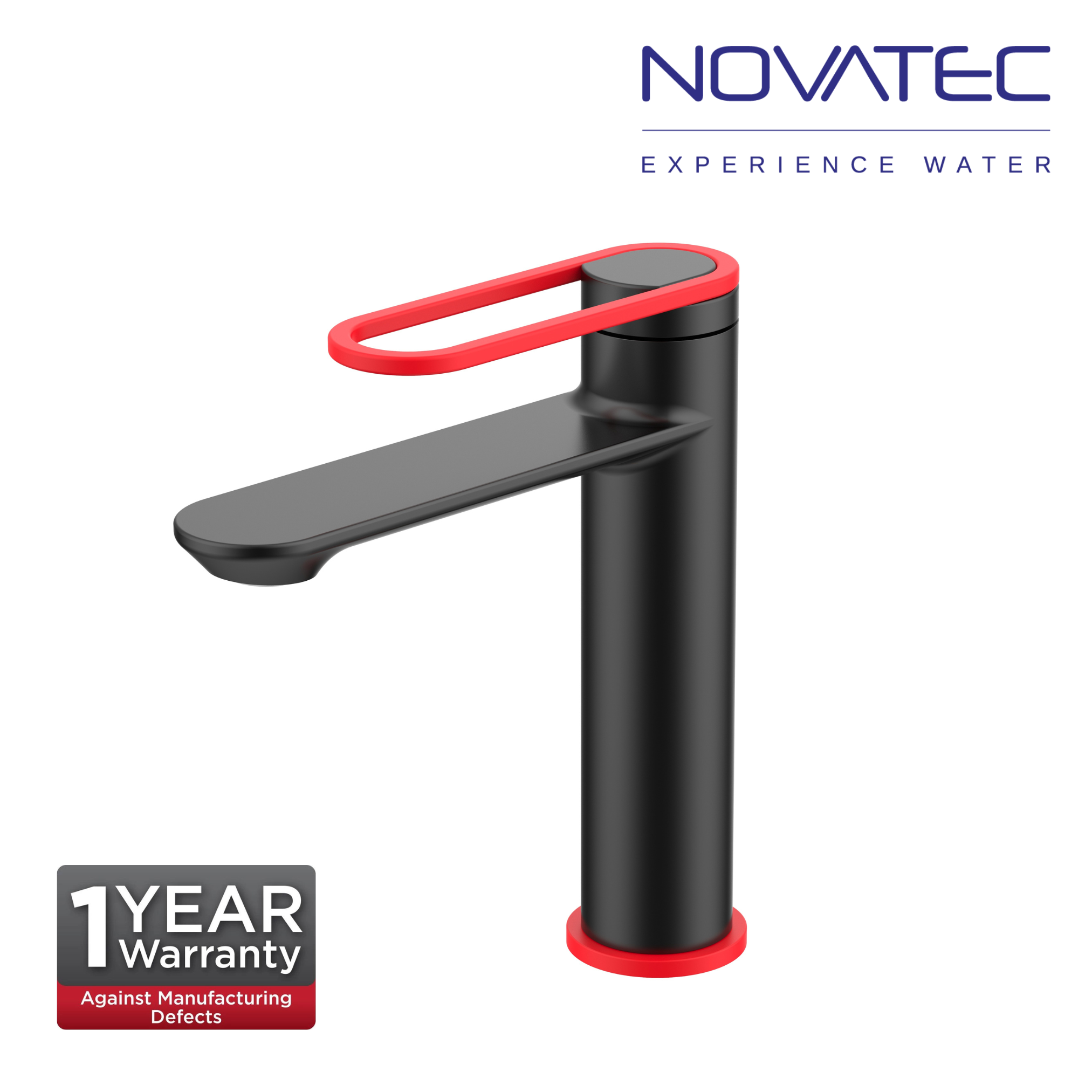 Novatec Lumi Single Lever Basin Mixer - Matt Black