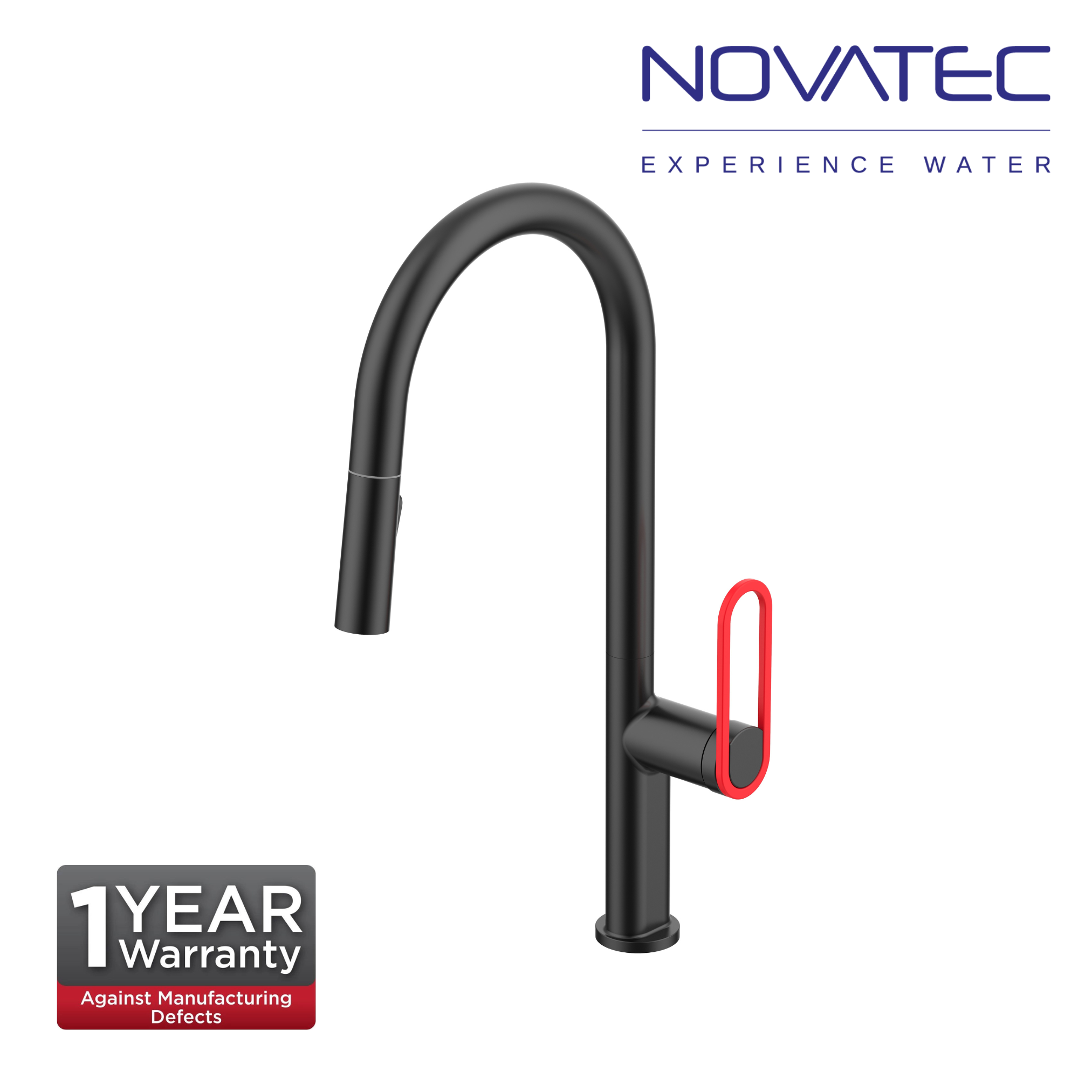 Novatec Lumi Single Lever Sink Mixer With Swivel Spout - Matt Black