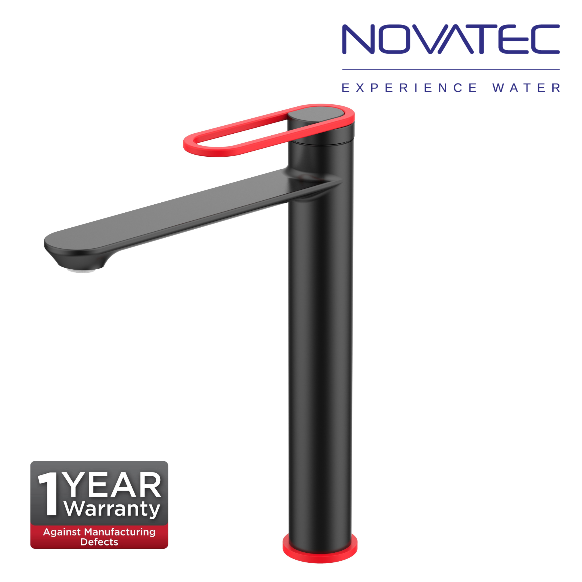 Novatec Lumi Tall Basin Mixer - Matt Black