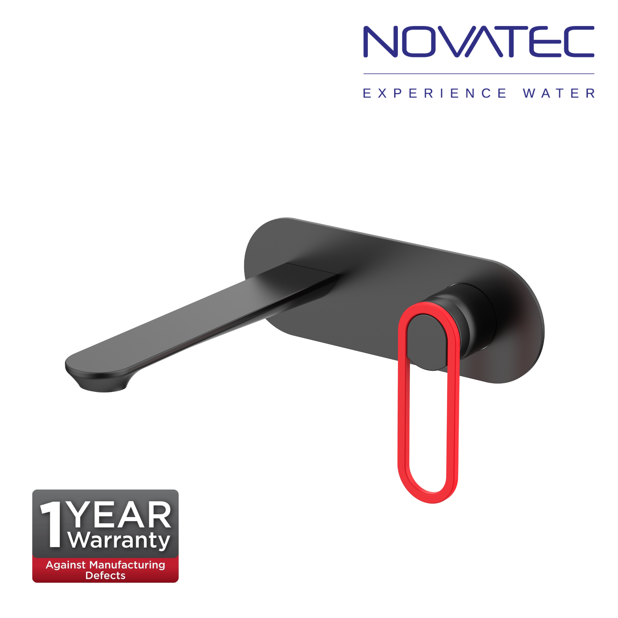 Novatec Lumi Single Lever Wall Basin Mixer - Matt Black