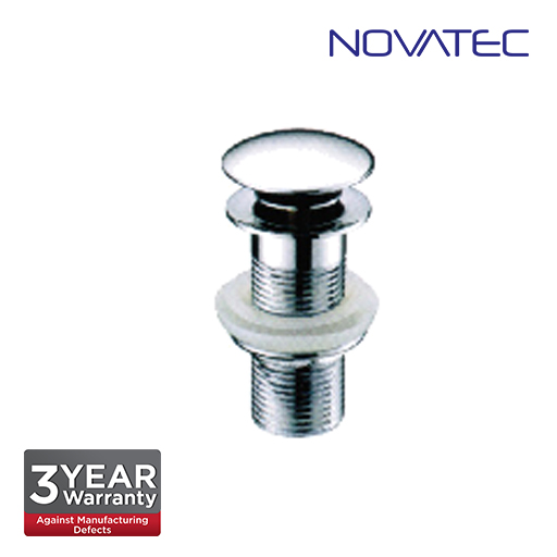 Novatec 32mm Dome Chrome Plated Brass Push Pop-Up Waste Without Overflow PW-U1301
