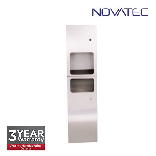 Novatec 3-In-1 Stainless Steel Towel Dispenser With Automatic Hand Dryer & Waste Receptacle. SS-REC-