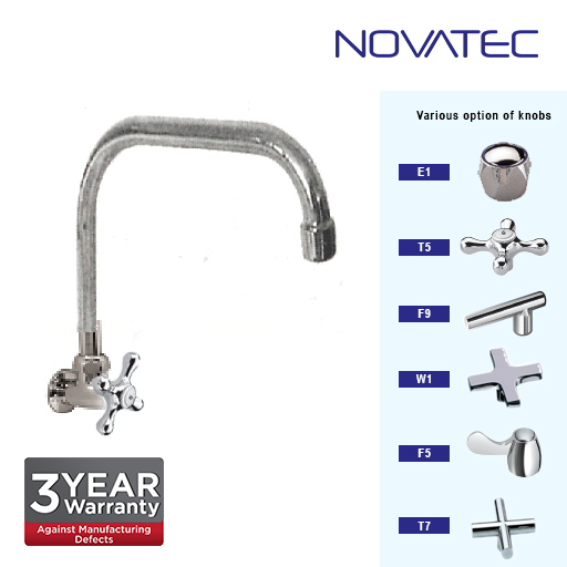 Novatec Kitchen Chrome Plated Wall Sink Tap T5-1151SQ