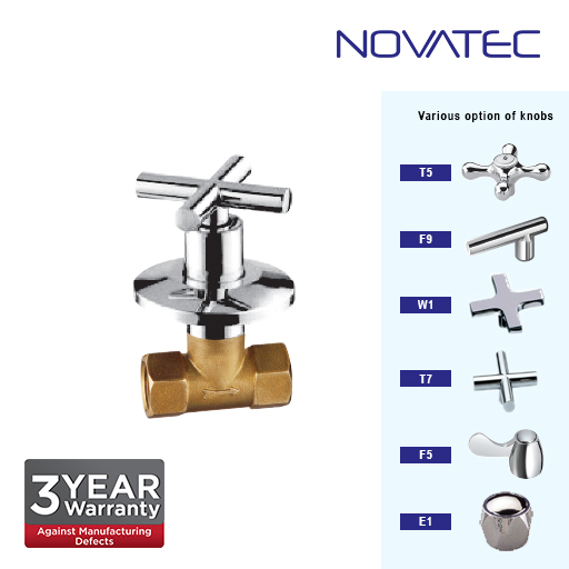 Novatec 3/4 Inch Concealed Full Turn Stopcock T7-1117B-FT