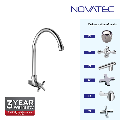 Novatec Chrome Plated Wall Sink Tap T7-1151H