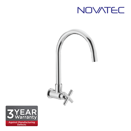 Novatec Chrome Plated Kitchen Wall Sink Tap With Swivel Spout T7-2008