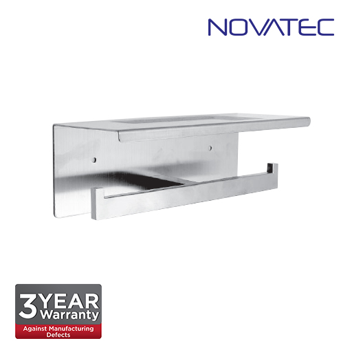Novatec Stainless Steel 304 Surface Mounted Double Paper Holder With Shelf TPH-A42