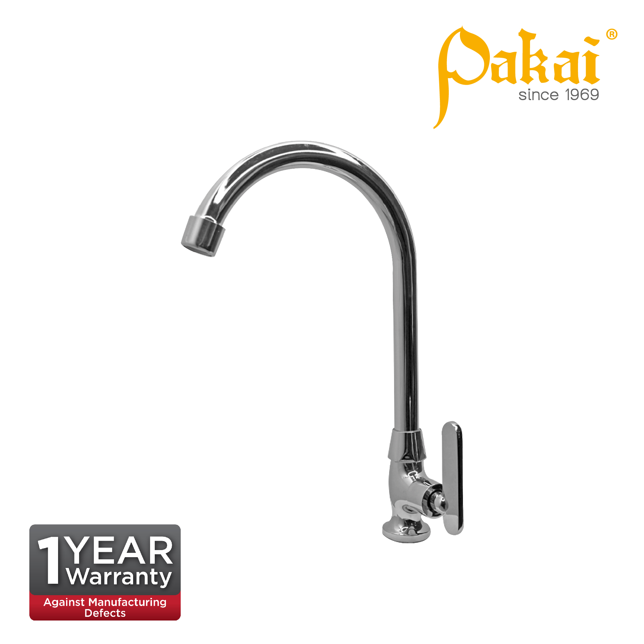 Pakai VERTO Chrome Plated Pillar SInk Tap With Swivel Spout